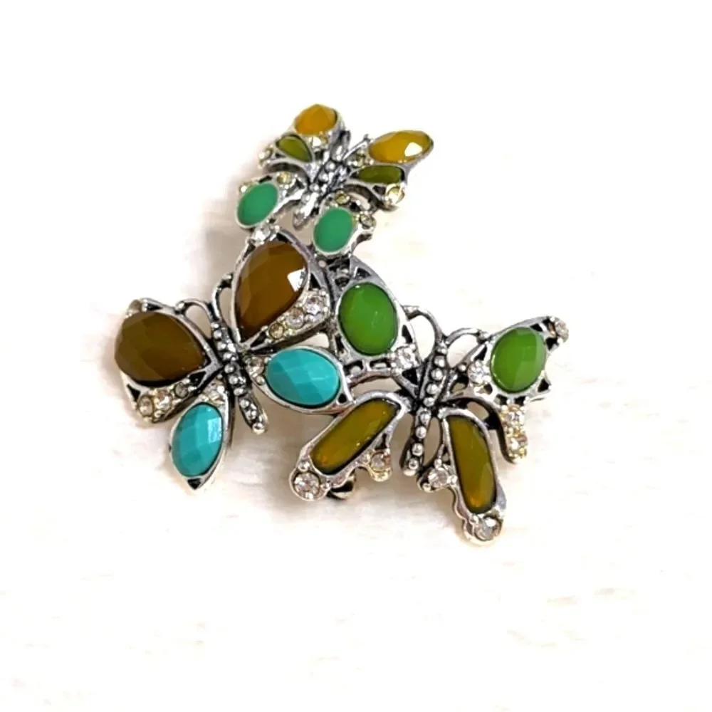 Vintage 90's MONET Three Butterfly Brooche